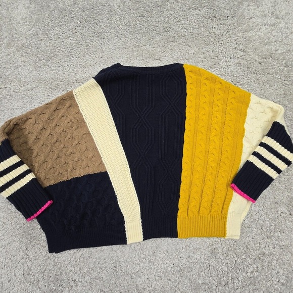 Maeve Sweater Womens Medium Petite Colorblock Cable Knit Oversized Anthropologie - Picture 7 of 11